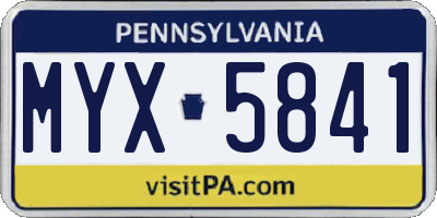 PA license plate MYX5841
