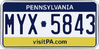 PA license plate MYX5843