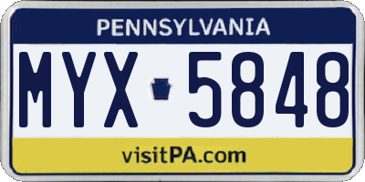 PA license plate MYX5848