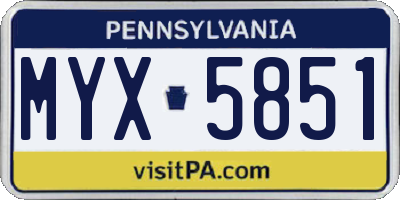 PA license plate MYX5851