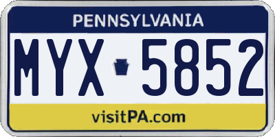 PA license plate MYX5852