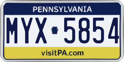PA license plate MYX5854