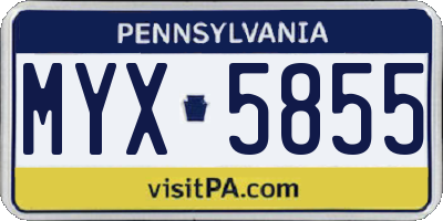PA license plate MYX5855
