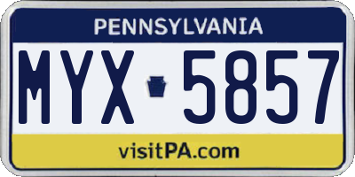 PA license plate MYX5857