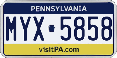 PA license plate MYX5858