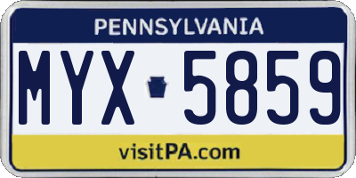 PA license plate MYX5859