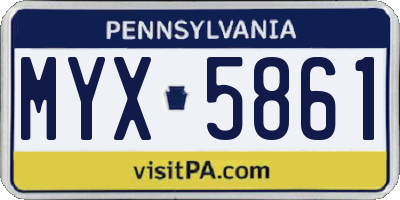PA license plate MYX5861