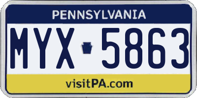 PA license plate MYX5863