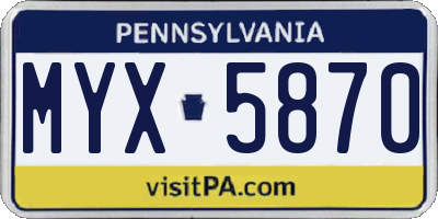 PA license plate MYX5870