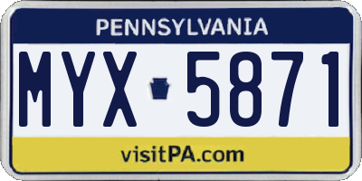 PA license plate MYX5871