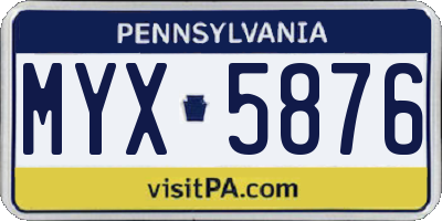 PA license plate MYX5876