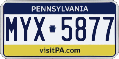 PA license plate MYX5877