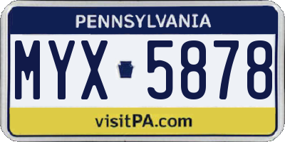 PA license plate MYX5878