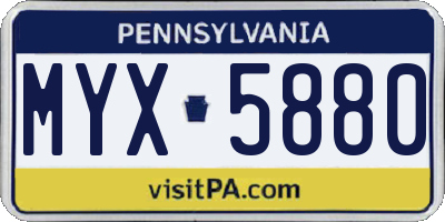PA license plate MYX5880