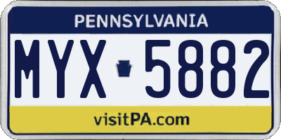 PA license plate MYX5882