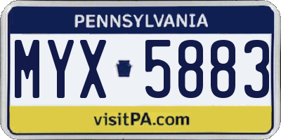 PA license plate MYX5883