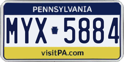 PA license plate MYX5884