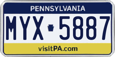 PA license plate MYX5887
