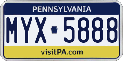 PA license plate MYX5888