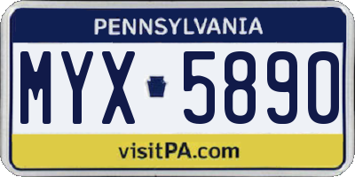PA license plate MYX5890