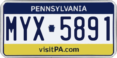 PA license plate MYX5891