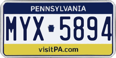 PA license plate MYX5894