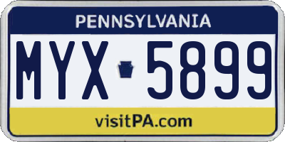 PA license plate MYX5899