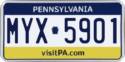 PA license plate MYX5901