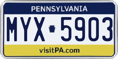 PA license plate MYX5903