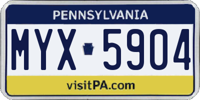 PA license plate MYX5904