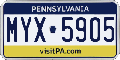 PA license plate MYX5905