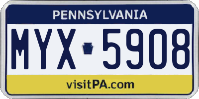 PA license plate MYX5908