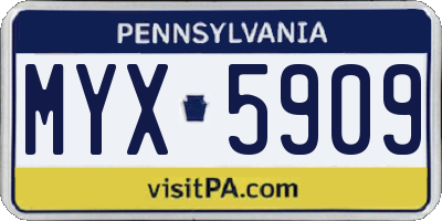 PA license plate MYX5909