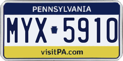 PA license plate MYX5910