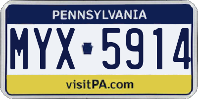 PA license plate MYX5914
