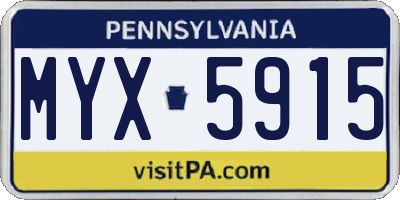 PA license plate MYX5915