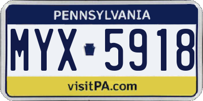 PA license plate MYX5918