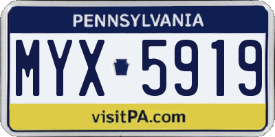 PA license plate MYX5919