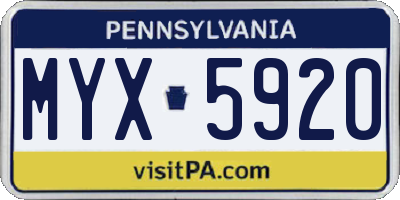 PA license plate MYX5920