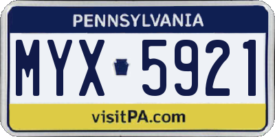 PA license plate MYX5921