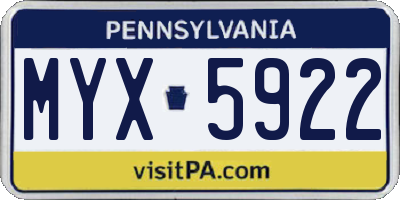 PA license plate MYX5922