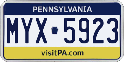 PA license plate MYX5923