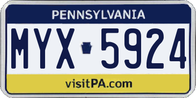 PA license plate MYX5924
