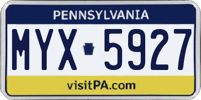 PA license plate MYX5927