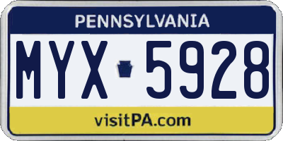 PA license plate MYX5928