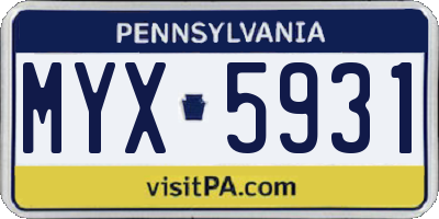 PA license plate MYX5931