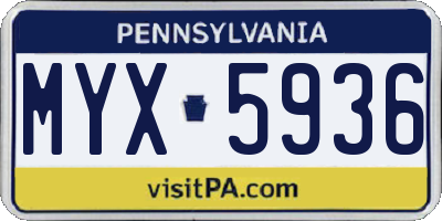 PA license plate MYX5936
