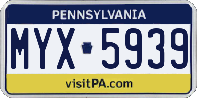 PA license plate MYX5939