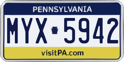 PA license plate MYX5942