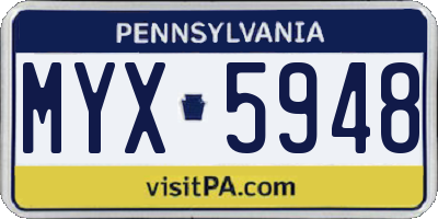 PA license plate MYX5948